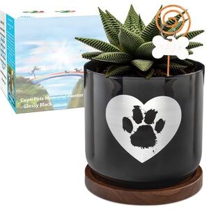 Capti Pets Memorial Planter.  Polished Black.  NIB.